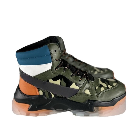 Mazino Wonderstone Fashion Chunky Sneaker High-Top Olive Orange Men's Athleisure - Picture 4 of 6